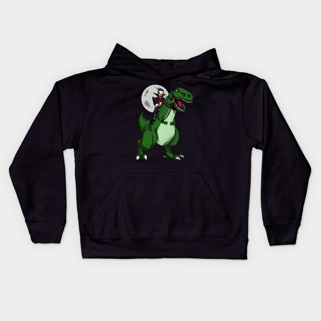 Vampire Riding T-Rex Dinosaur Zombie Halloween Kids Hoodie by underheaven